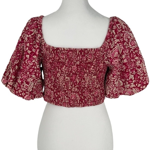 Japna India Red & Pink Floral Top 100% Cotton Size M Party Boho Barbie - Picture 3 of 13